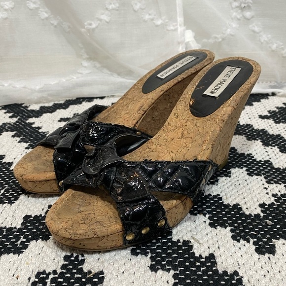 Steve Madden 90’s cork wedges with bow detail size 8 - Picture 10 of 10